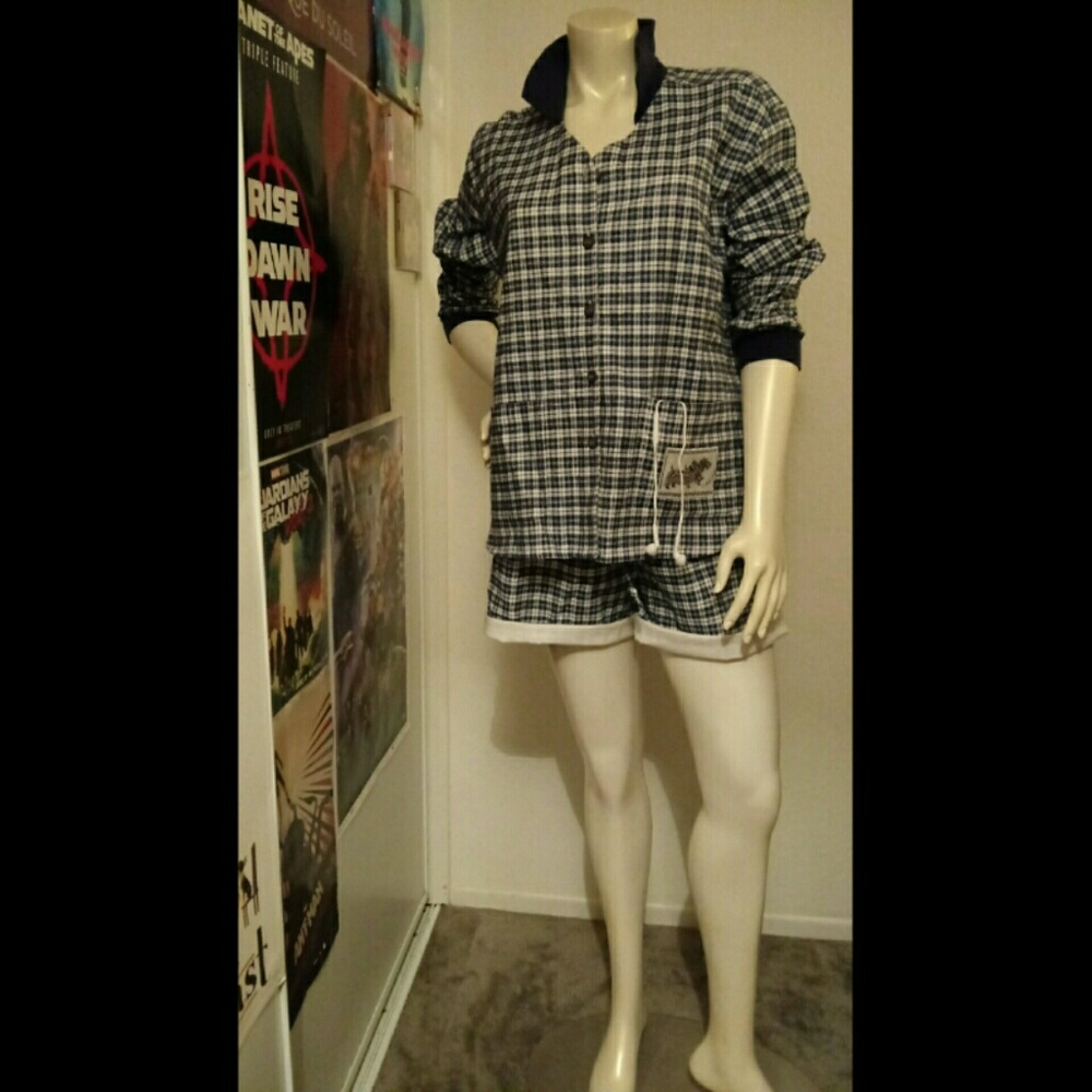 Blue plaid sleep set